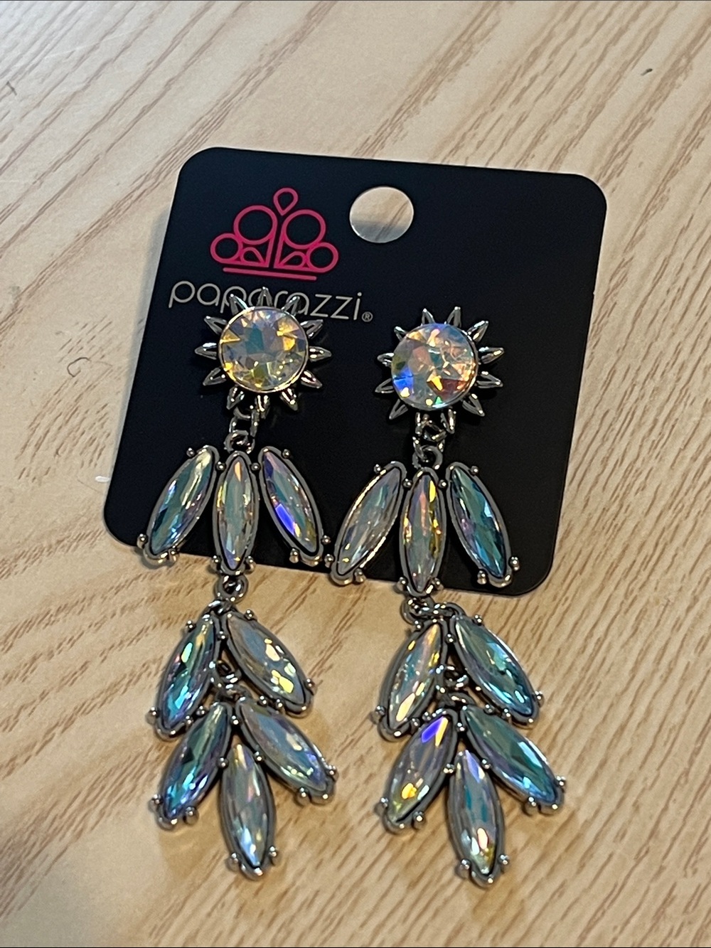 Paparazzi Iridescent Multi-Hue Dangle Earrings - Silver